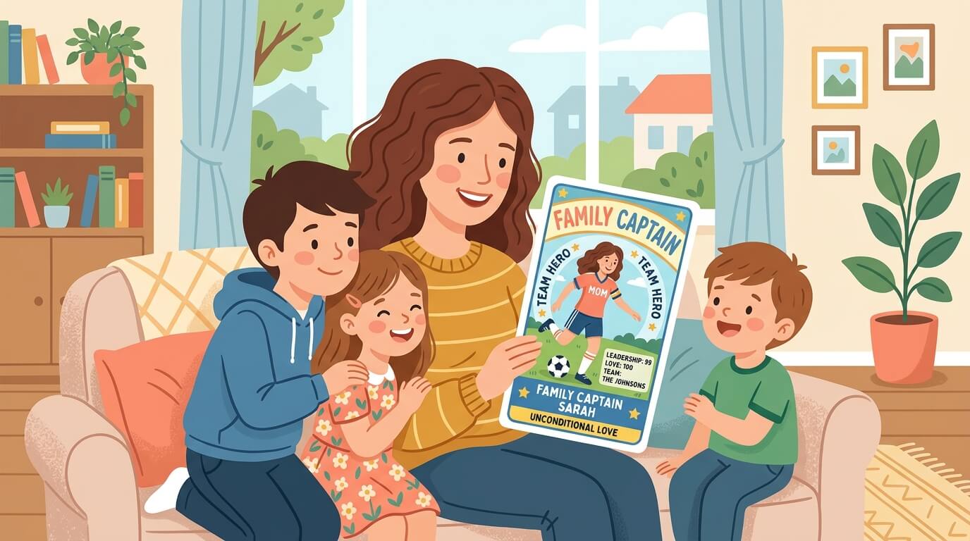 Tarjeta de fútbol personalizada entregada como regalo del Día de las Madres